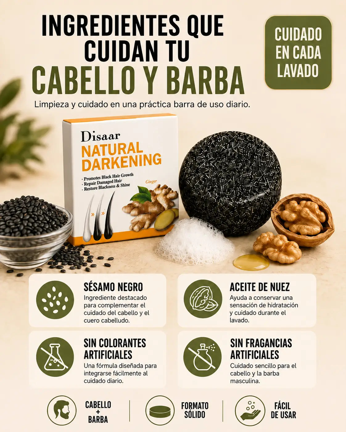 Barra De Champu Para Oscurecer Cabello